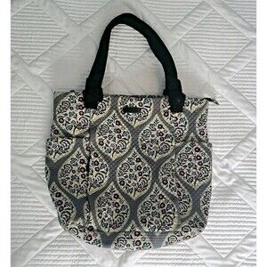Vera Bradley Hadley Tote Bag Folk Paisley Print Gray With Floral In Medallions